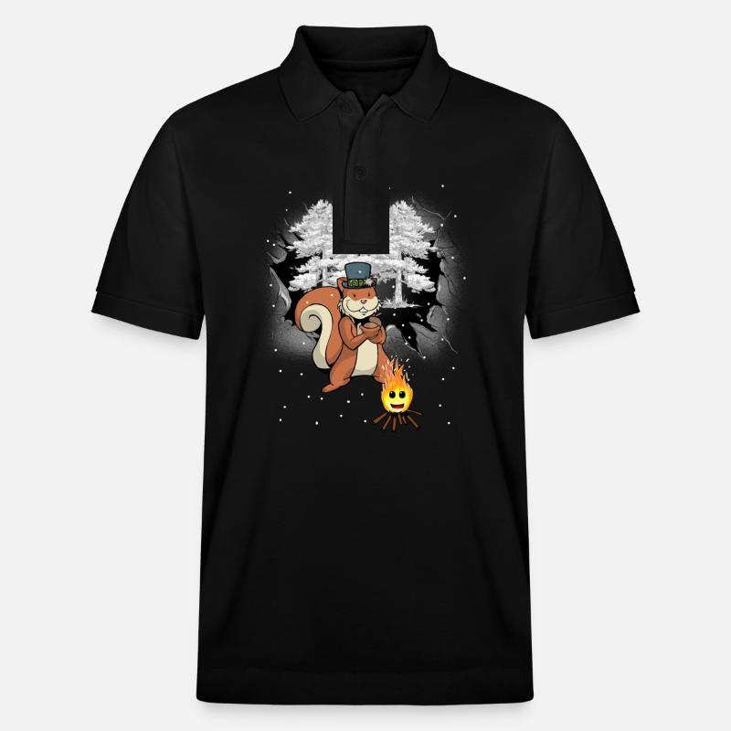 Winter Wald Eichhörnchen Kinder - Stanley/Stella Unisex Bio-Poloshirt PREPSTER - Schwarz