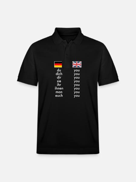 Engelsk Tysk Grammatik Læring Sjove lærere - Stanley/Stella PREPSTER økologisk unisex poloshirt - sort