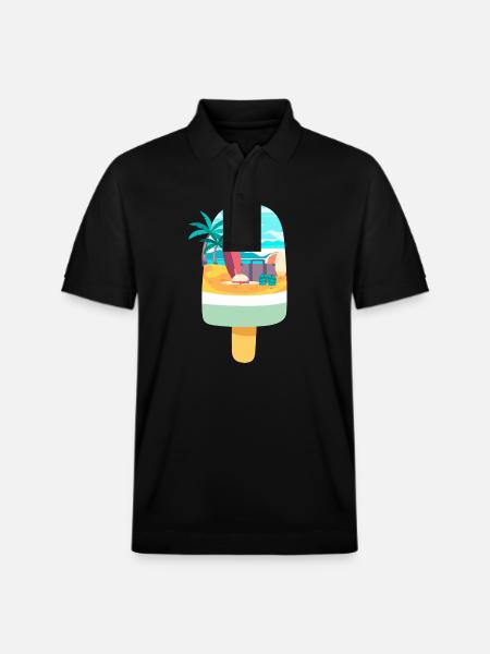 Cream Lovers Beach Vacation - Stanley/Stella Unisex Organic Polo Shirt PREPSTER - black