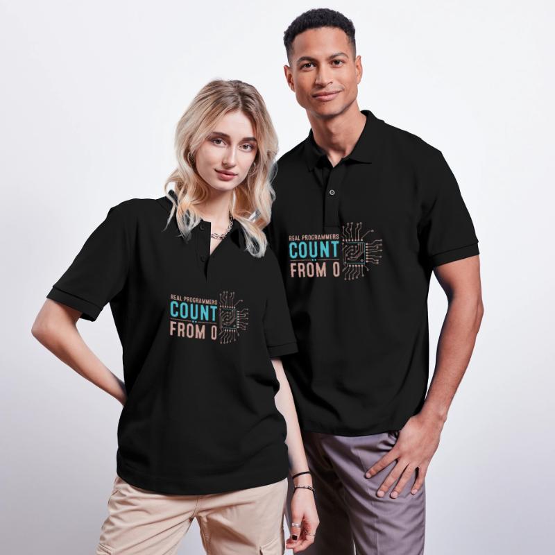 Real programmers count from 0 Stanley/Stella Unisex Organic Polo Shirt PREPSTER