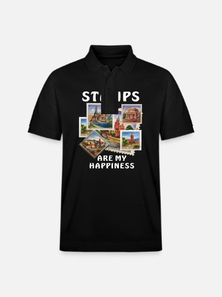 STAMPS ARE MY HAPPINESS - Stanley/Stella Unisex Organic Polo Shirt PREPSTER - black