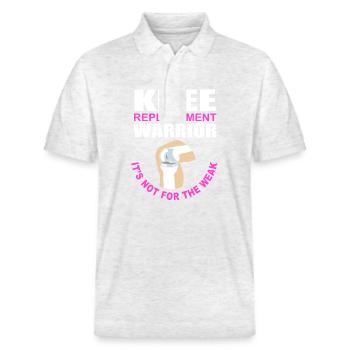Knie Operation - Stanley/Stella Unisex Bio-Poloshirt PREPSTER - Weiß meliert - Vorne - Roxy (174cm) & Andy (188cm)