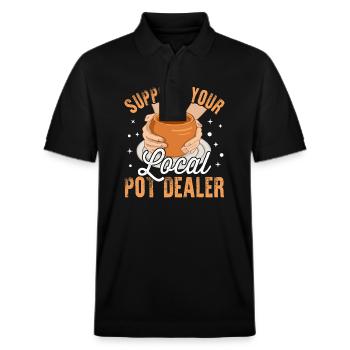 Croupier de pot - Polo PREPSTER bio Stanley/Stella Unisexe - noir - Devant - Roxy (174cm) & Andy (188cm)