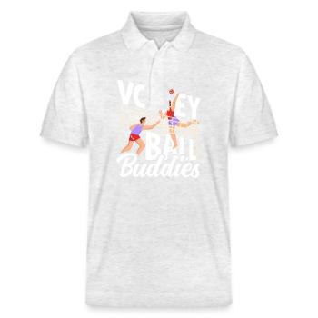 Volleyball Buddies Für Sportfans - Stanley/Stella Unisex Bio-Poloshirt PREPSTER - Weiß meliert - Vorne - Roxy (174cm) & Andy (188cm)