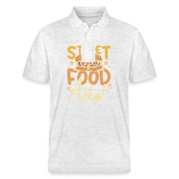 Philly Cheesesteak Street Food Artist - Stanley/Stella Unisex Organic Polo Shirt PREPSTER - heather white - Front - Roxy (174cm) & Andy (188cm)