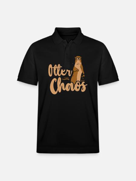 Otter Pun Otter Chaos - Stanley/Stella Unisex Organic Polo Shirt PREPSTER - black