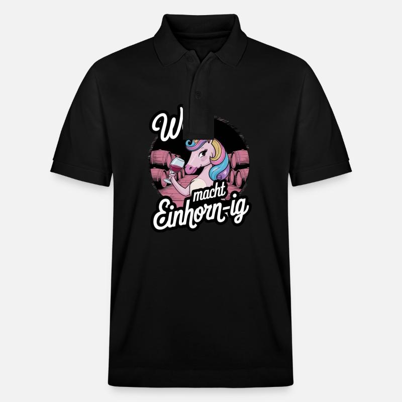 Wein macht Einhorn-ig - Stanley/Stella Unisex Bio-Poloshirt PREPSTER - Schwarz
