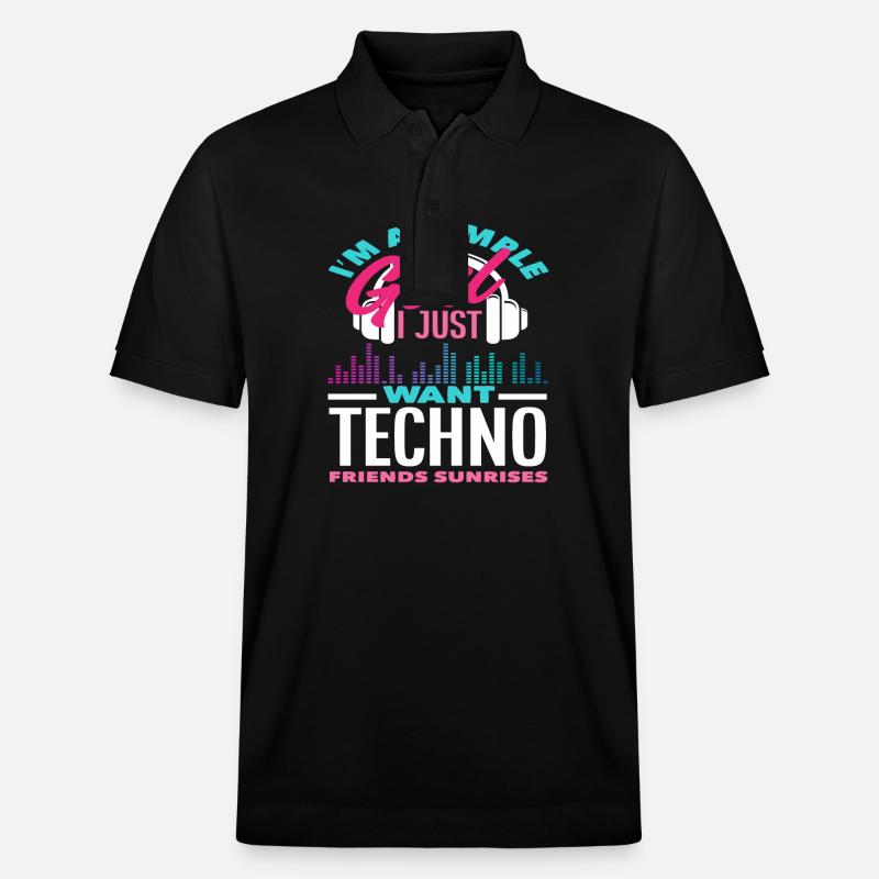 Techno Lover Einfache Mädchen Freunde - Stanley/Stella Unisex Bio-Poloshirt PREPSTER - Schwarz