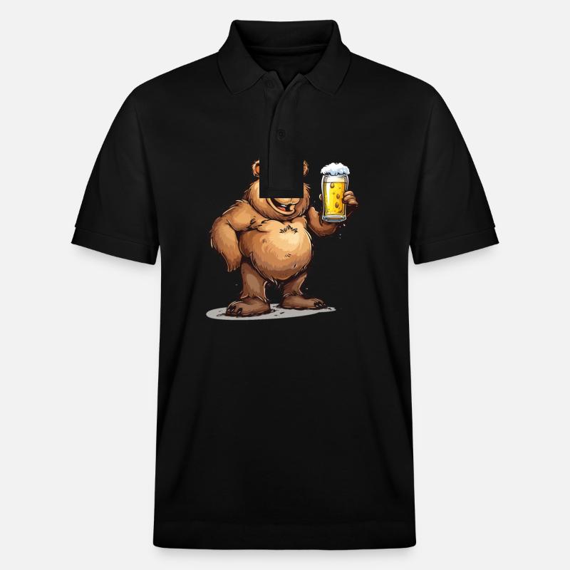 Cute Bear Drinking Beer 2 - Stanley/Stella Unisex Bio-Poloshirt PREPSTER - Schwarz