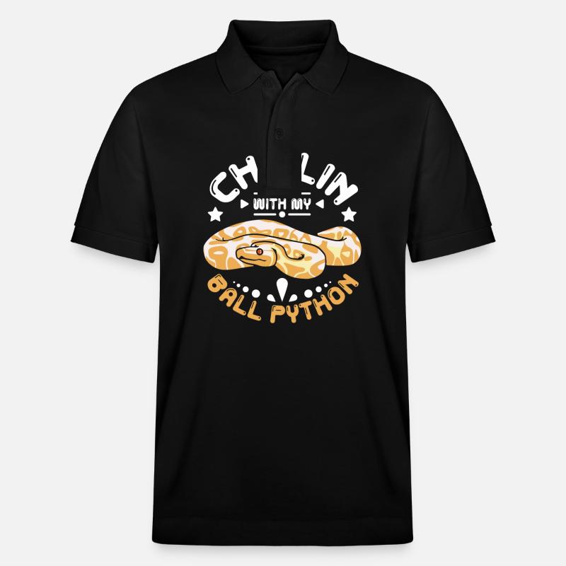 Chillin with my ball python - Stanley/Stella Unisex Bio-Poloshirt PREPSTER - Schwarz