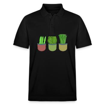 Garden Vegetable Hobby Gardener Cook Cooks Cook - Stanley/Stella Unisex Organic Polo Shirt PREPSTER - black - Front - Roxy (174cm) & Andy (188cm)