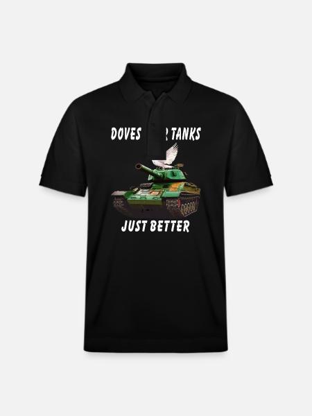 DOVES OVER TANKS JUST BETTER - Stanley/Stella Unisex Organic Polo Shirt PREPSTER - black
