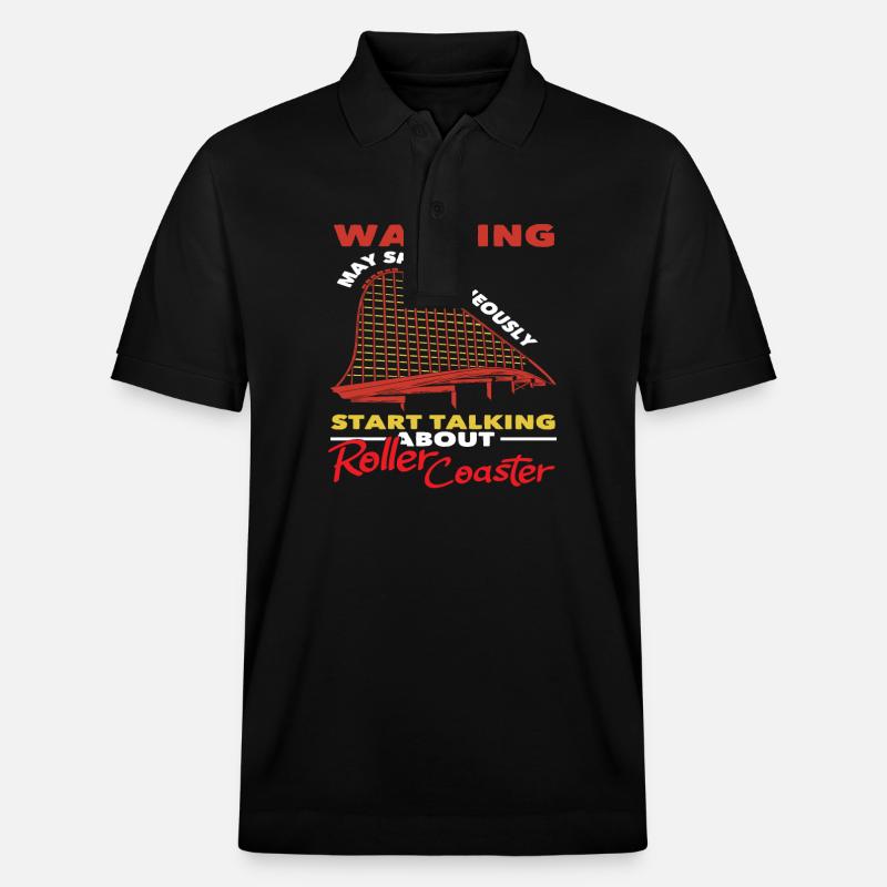 Roller coaster warning talks spontaneously - Stanley/Stella Unisex Organic Polo Shirt PREPSTER - black