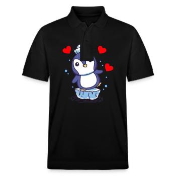 Pingouin Pingouins Enfants Enfant Babay Bambins - Polo PREPSTER bio Stanley/Stella Unisexe - noir - Devant - Roxy (174cm) & Andy (188cm)