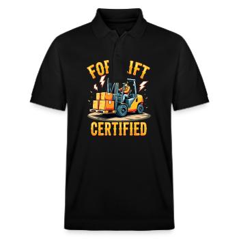 Forklift Certified Gabelstapler - Stanley/Stella Unisex Bio-Poloshirt PREPSTER - Schwarz - Vorne - Roxy (174cm) & Andy (188cm)