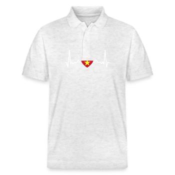 Vietnam Herzschlag Vietnamesische Flagge - Stanley/Stella Unisex Bio-Poloshirt PREPSTER - Weiß meliert - Vorne - Roxy (174cm) & Andy (188cm)