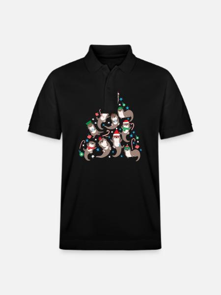 Otter Christmas Tree - Stanley/Stella Unisex Bio-Poloshirt PREPSTER - Schwarz