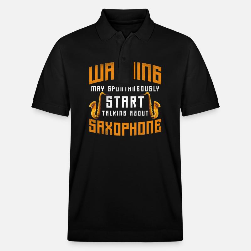 Saxophone Warning May - Stanley/Stella Unisex Bio-Poloshirt PREPSTER - Schwarz