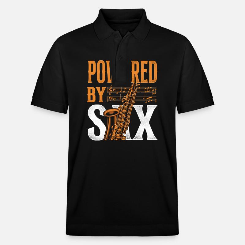 Saxophone Pun Powered By Sax - Stanley/Stella Unisex Bio-Poloshirt PREPSTER - Schwarz