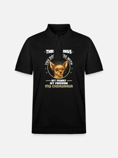 Three things: family, freedom, Chihuahua - - Stanley/Stella Unisex Organic Polo Shirt PREPSTER - black