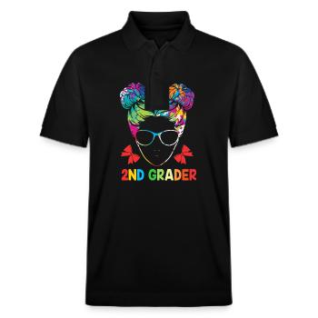 2nd Grade - Stanley/Stella Unisex Organic Polo Shirt PREPSTER - black - Front - Roxy (174cm) & Andy (188cm)