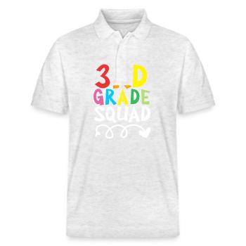 3. Klasse - Stanley/Stella Unisex Bio-Poloshirt PREPSTER - Weiß meliert - Vorne - Roxy (174cm) & Andy (188cm)
