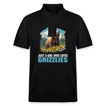 Grizzlis Ours grizzly - Polo PREPSTER bio Stanley/Stella Unisexe - noir - Devant - Roxy (174cm) & Andy (188cm)