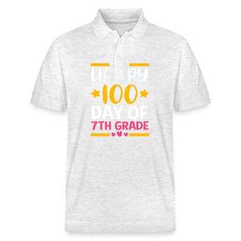 7. Klasse - Stanley/Stella Unisex Bio-Poloshirt PREPSTER - Weiß meliert - Vorne - Roxy (174cm) & Andy (188cm)