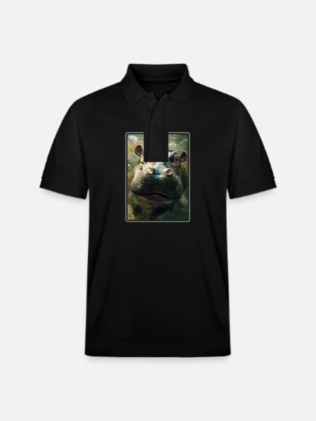 Hippopotamus Hippopotamus - Stanley/Stella Unisex Organic Polo Shirt PREPSTER - black