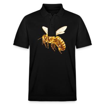 Bienen Biene - Stanley/Stella Unisex Bio-Poloshirt PREPSTER - Schwarz - Vorne - Roxy (174cm) & Andy (188cm)