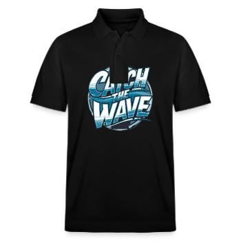 Catch the Wave für einen Surfer Wellenreiter - Stanley/Stella Unisex Bio-Poloshirt PREPSTER - Schwarz - Vorne - Roxy (174cm) & Andy (188cm)