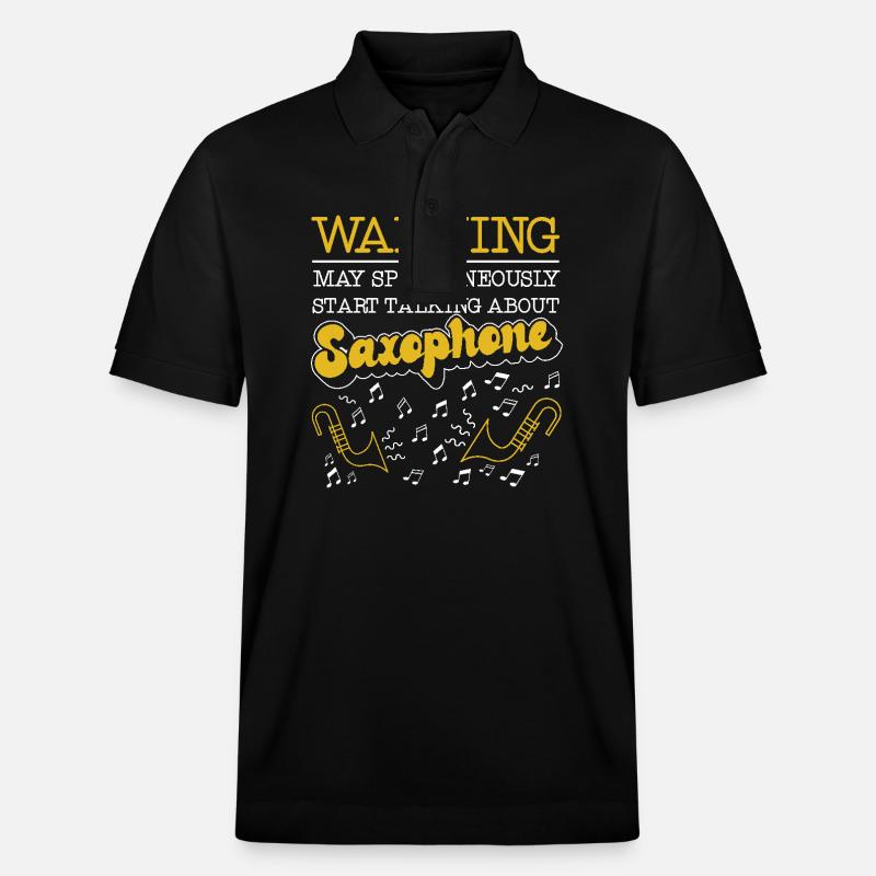 Saxophone Warning May - Stanley/Stella Unisex Organic Polo Shirt PREPSTER - black