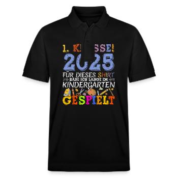 Écolier 2025 Inscription à l’école Première année - Polo PREPSTER bio Stanley/Stella Unisexe - noir - Devant - Roxy (174cm) & Andy (188cm)