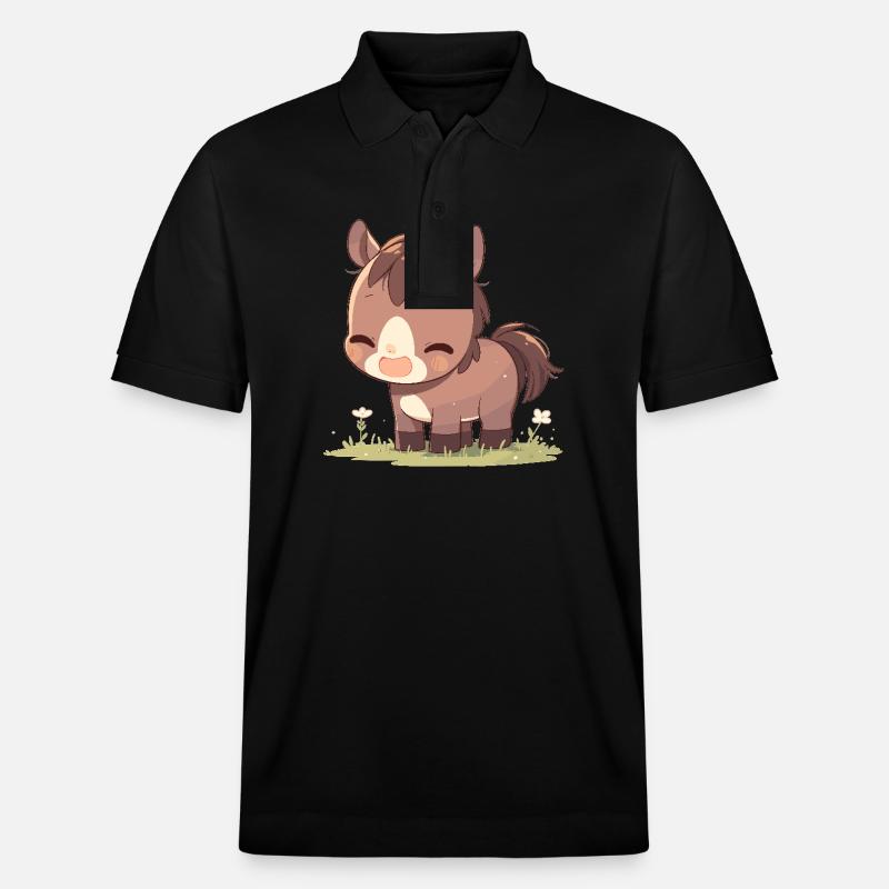 Pferde Pferd - Stanley/Stella Unisex Bio-Poloshirt PREPSTER - Schwarz
