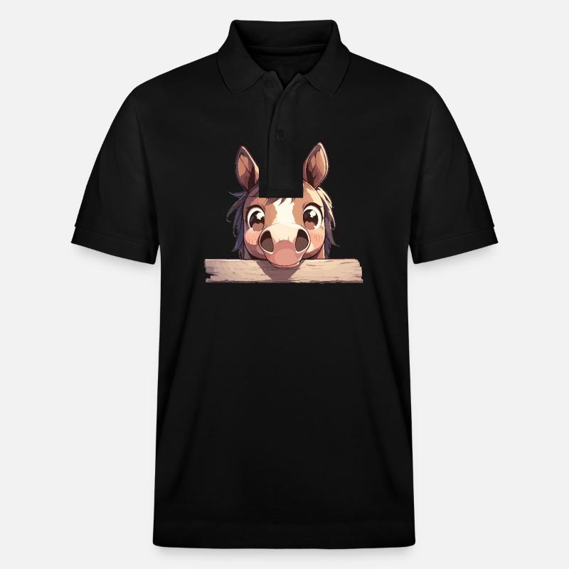 Pferde Pferd - Stanley/Stella Unisex Bio-Poloshirt PREPSTER - Schwarz