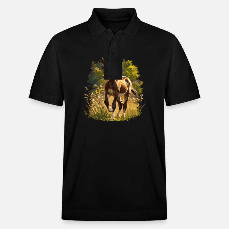 Pferde Pferd - Stanley/Stella Unisex Bio-Poloshirt PREPSTER - Schwarz