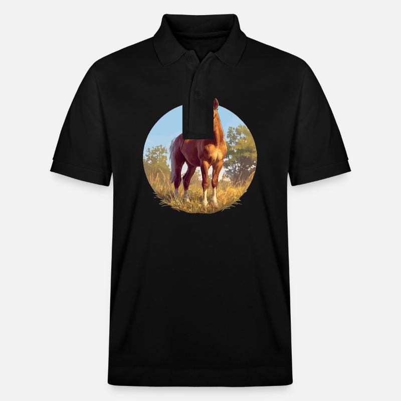 Pferde Pferd - Stanley/Stella Unisex Bio-Poloshirt PREPSTER - Schwarz