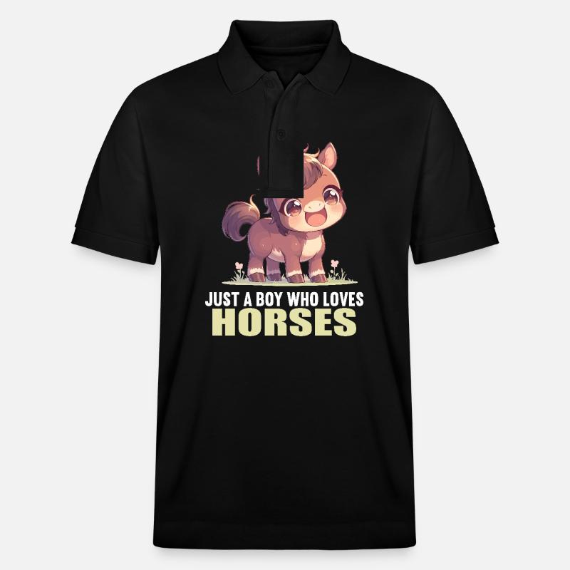 Pferde Pferd - Stanley/Stella Unisex Bio-Poloshirt PREPSTER - Schwarz