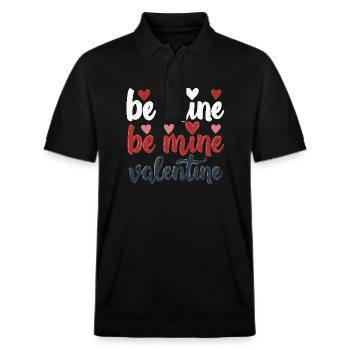Be Mine Valentinstag Romantisches Outfit mit Herz - Stanley/Stella Unisex Bio-Poloshirt PREPSTER - Schwarz - Vorne - Roxy (174cm) & Andy (188cm)