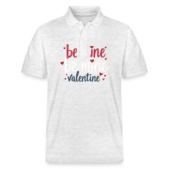 Be Mine Valentinstag Romantisches Outfit mit Herz - Stanley/Stella Unisex Bio-Poloshirt PREPSTER - Weiß meliert - Vorne - Roxy (174cm) & Andy (188cm)