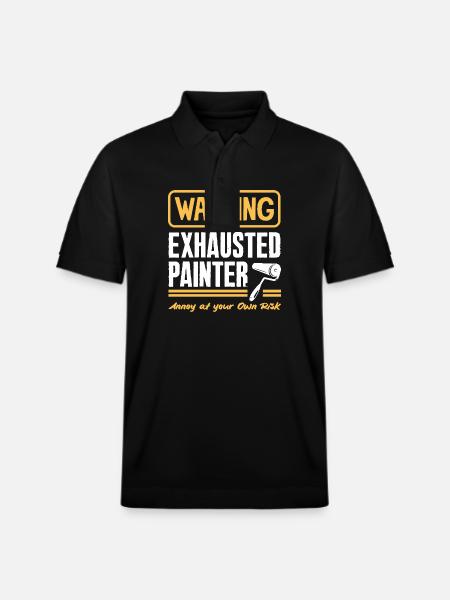 Warning: Exhausted painters risk it - Stanley/Stella Unisex Organic Polo Shirt PREPSTER - black