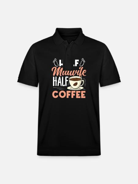 Half Midwife Half Coffee Lover - Stanley/Stella Unisex Organic Polo Shirt PREPSTER - black