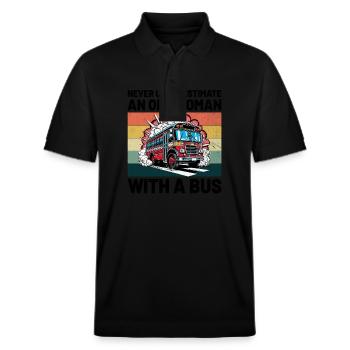 Never Underestimate An Old Woman With A Bus Driver - Stanley/Stella Unisex Organic Polo Shirt PREPSTER - black - Front - Roxy (174cm) & Andy (188cm)