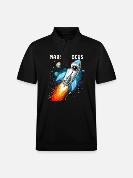 ROCKET MARS IN FOCUS - Stanley/Stella Unisex Organic Polo Shirt PREPSTER - black