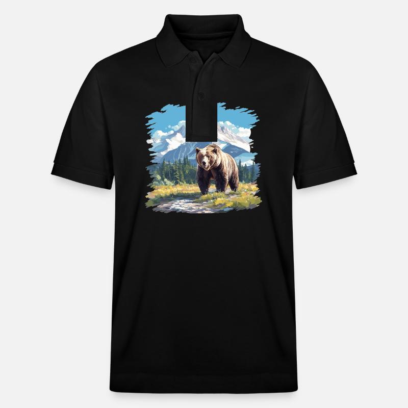 Kodiak Bear Kodiak Bear - Stanley/Stella Unisex Organic Polo Shirt PREPSTER - black
