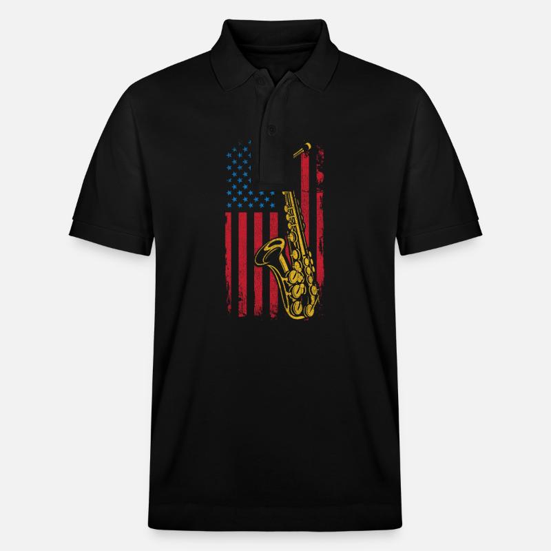 Saxophones Drapeau Américain - Polo PREPSTER bio Stanley/Stella Unisexe - noir