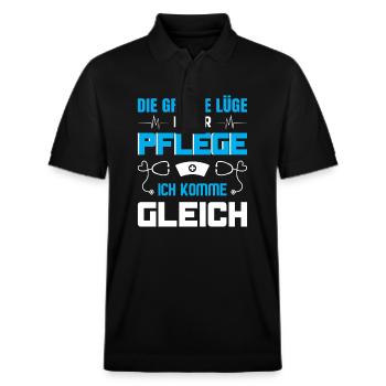 Altenpfleger Geschenk Altenpflege Pflegefachkraft - Stanley/Stella Unisex Bio-Poloshirt PREPSTER - Schwarz - Vorne - Roxy (174cm) & Andy (188cm)