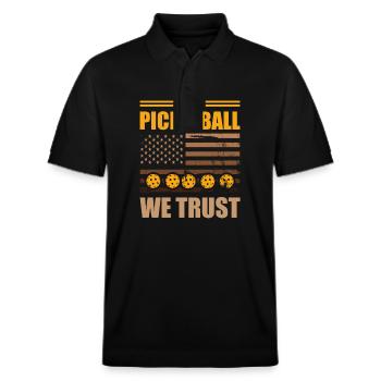 Pickleball USA Flag Paddleball Sportsman Team - Polo PREPSTER bio Stanley/Stella Unisexe - noir - Devant - Roxy (174cm) & Andy (188cm)