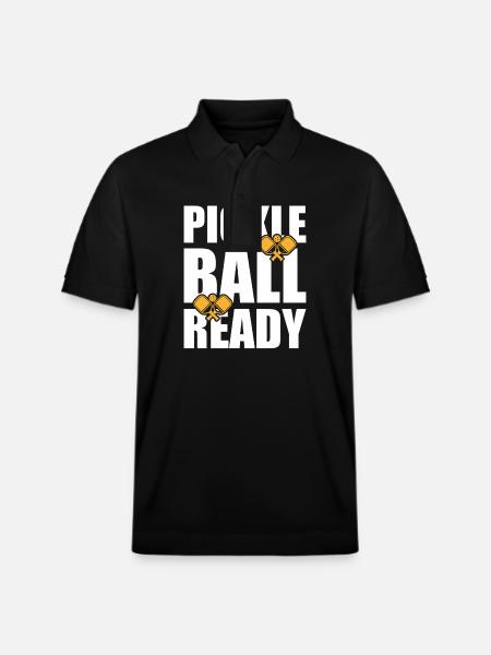 Pickleball Ready Paddleball Player Gift - Stanley/Stella Unisex Organic Polo Shirt PREPSTER - black