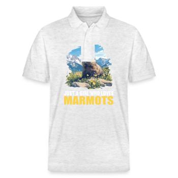 Marmots Groundhog - Stanley/Stella Unisex Organic Polo Shirt PREPSTER - heather white - Front - Roxy (174cm) & Andy (188cm)
